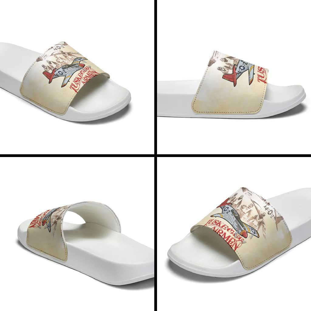 Tuskegee Red Tails Airmen Slide Sandals History Aviator Heroes Retro Style