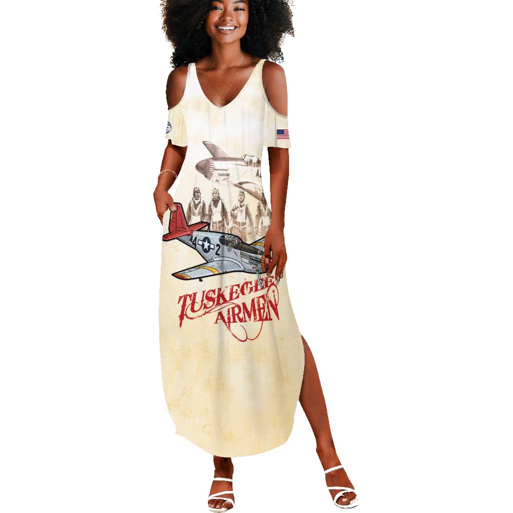 Tuskegee Airmen Summer Maxi Dress Red Tails Legacy Retro Style - African Pride