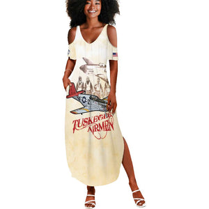 Tuskegee Airmen Summer Maxi Dress Red Tails Legacy Retro Style - African Pride