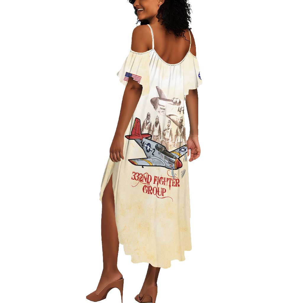 Tuskegee Airmen Summer Maxi Dress Red Tails Legacy Retro Style - African Pride