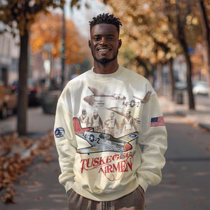 Tuskegee Airmen Sweatshirt Red Tails Legacy Retro Style - African Pride
