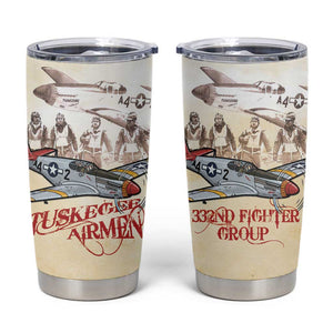 Tuskegee Airmen Tumbler Cup Red Tails Legacy Retro Style - African Pride