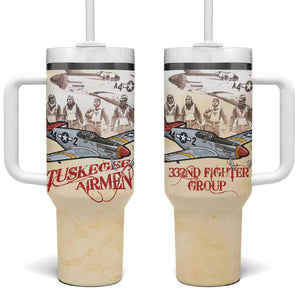 Tuskegee Airmen Tumbler With Handle Red Tails Legacy Retro Style - African Pride
