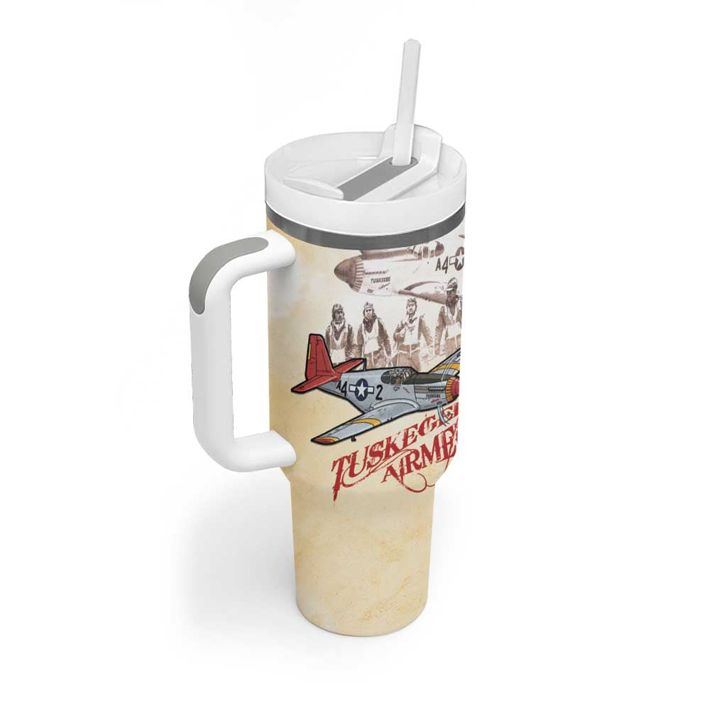 Tuskegee Airmen Tumbler With Handle Red Tails Legacy Retro Style - African Pride