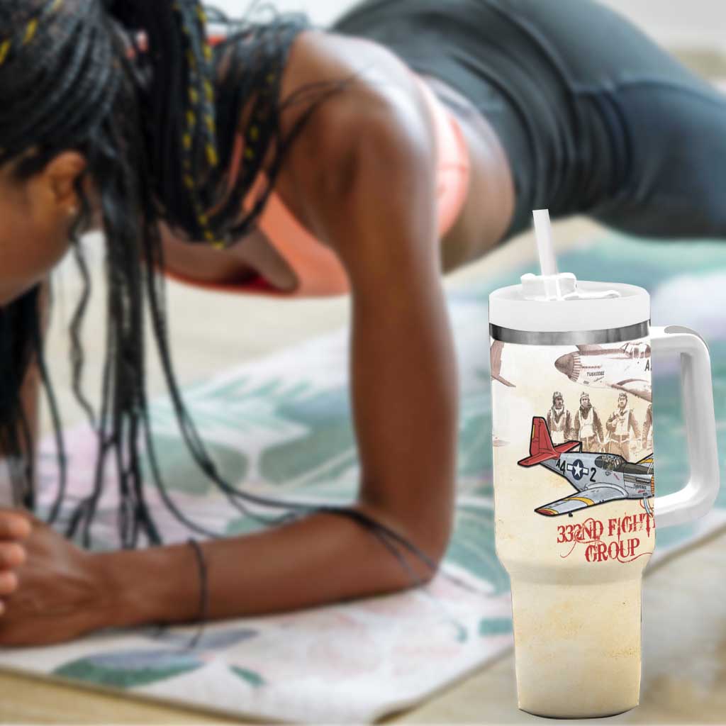 Tuskegee Airmen Tumbler With Handle Red Tails Legacy Retro Style - African Pride