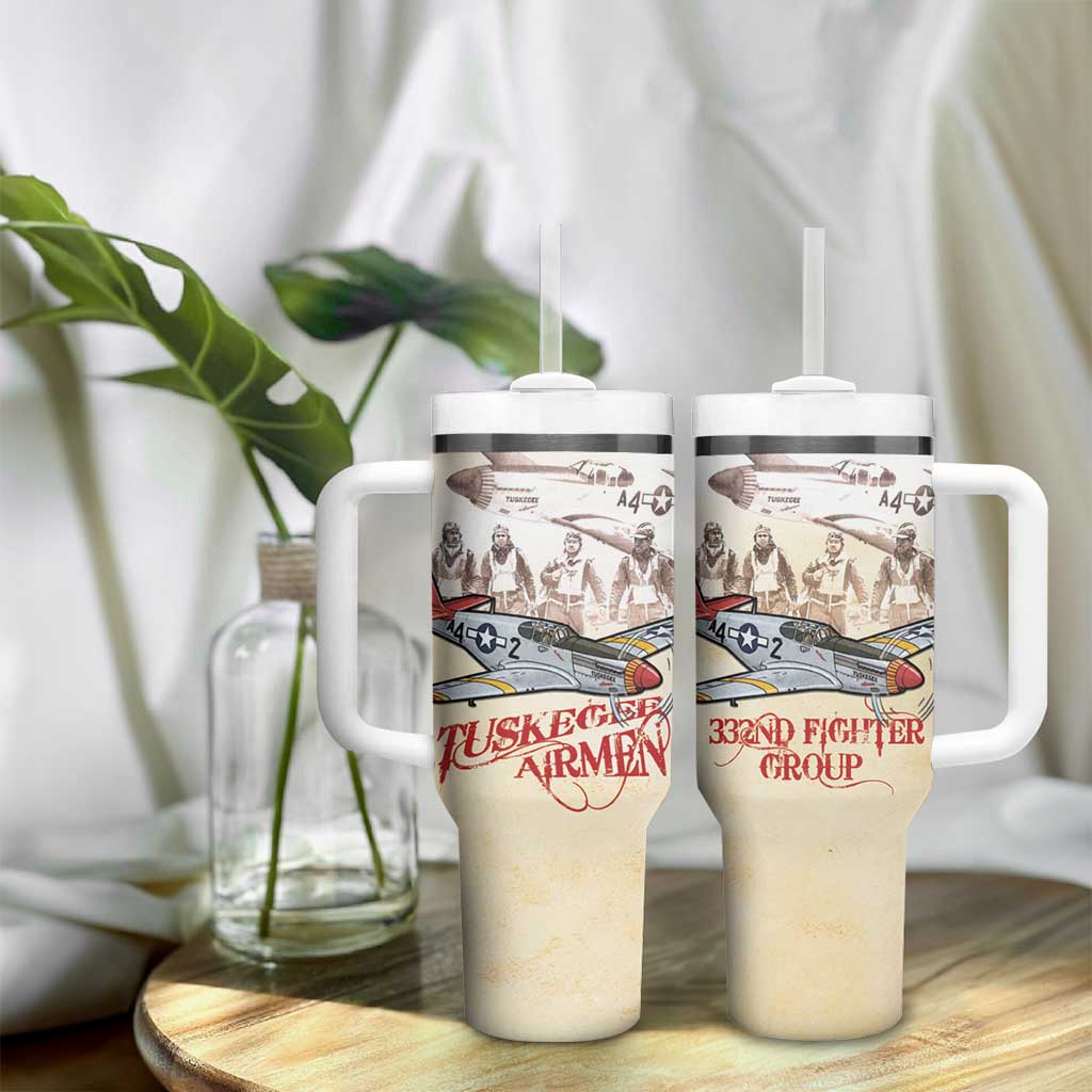 Tuskegee Airmen Tumbler With Handle Red Tails Legacy Retro Style - African Pride