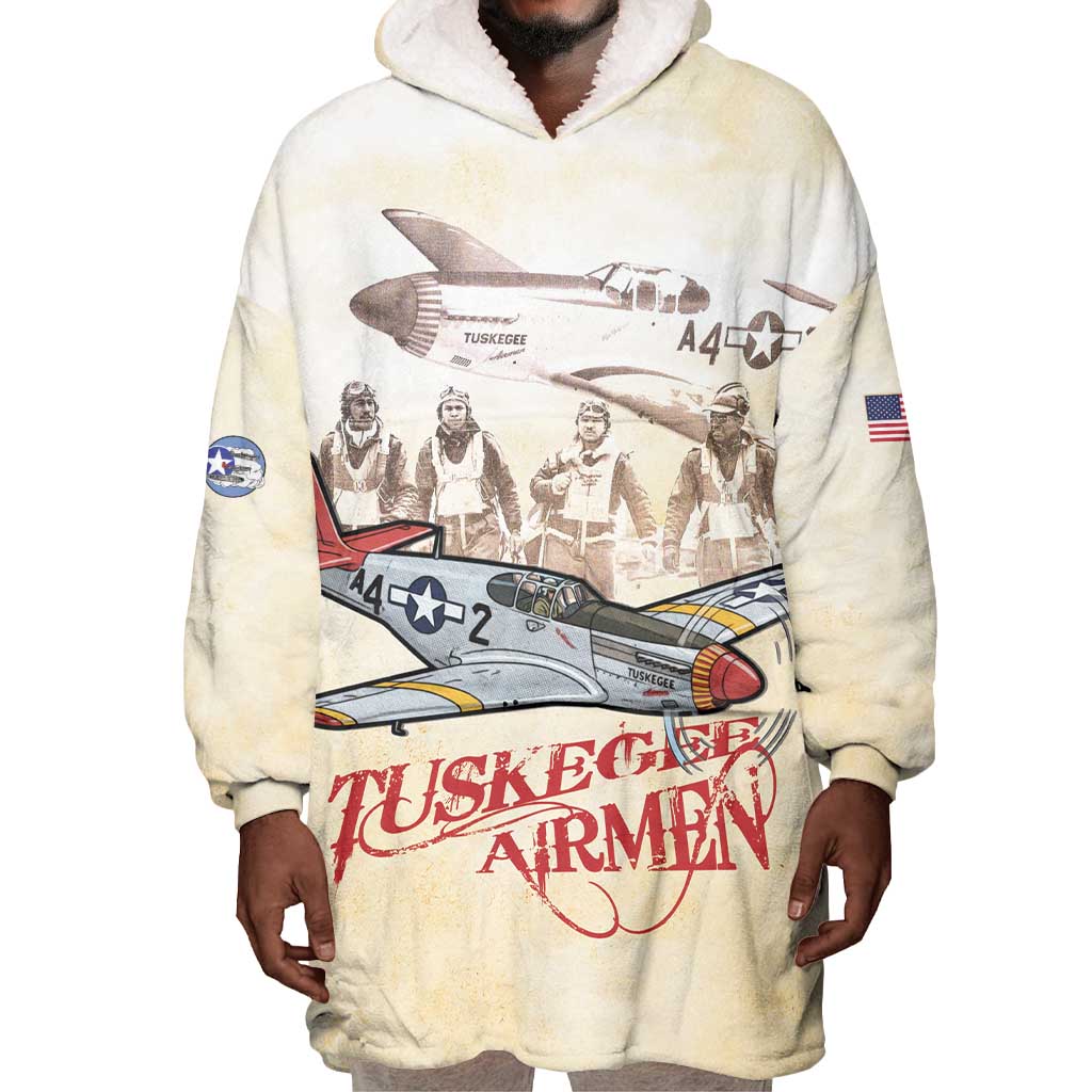 Tuskegee Airmen Wearable Blanket Hoodie Red Tails Legacy Retro Style - African Pride