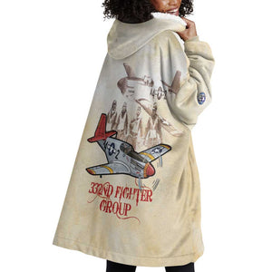 Tuskegee Airmen Wearable Blanket Hoodie Red Tails Legacy Retro Style - African Pride