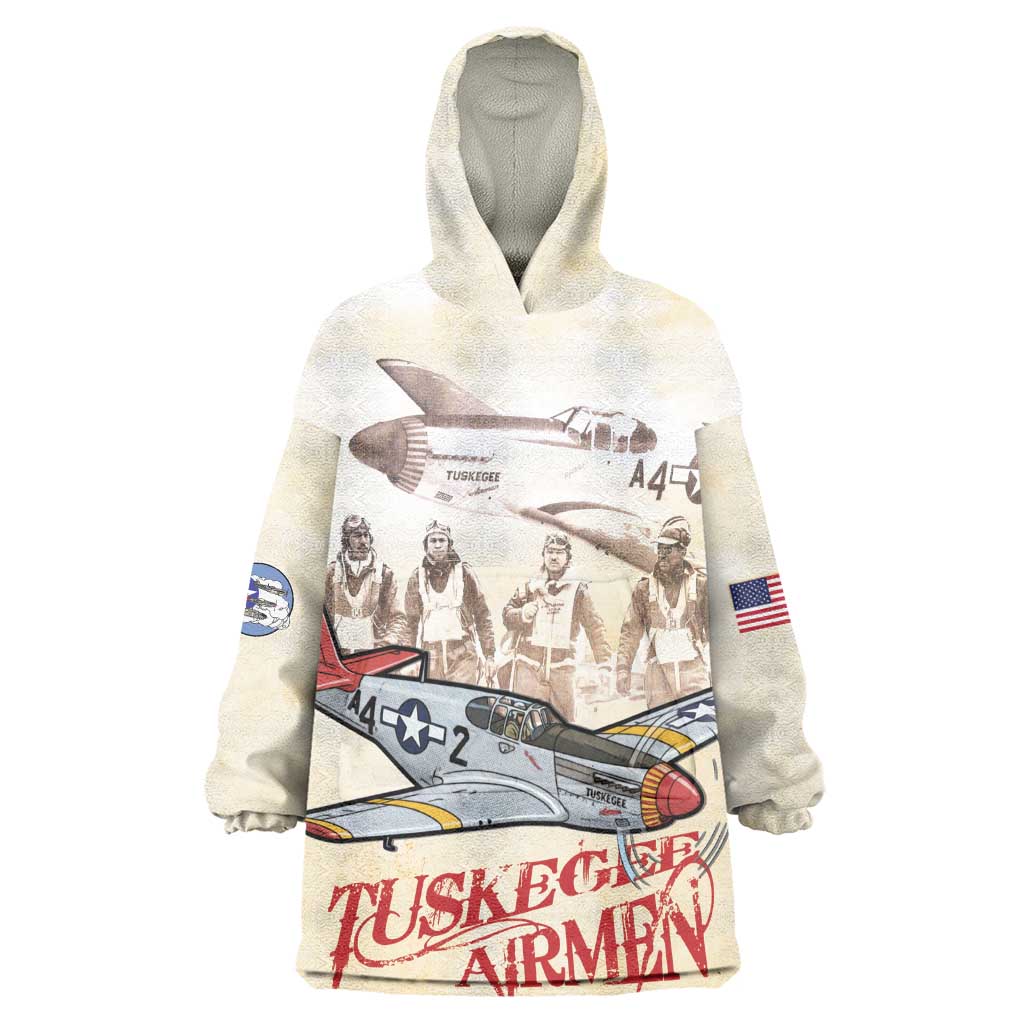 Tuskegee Airmen Wearable Blanket Hoodie Red Tails Legacy Retro Style - African Pride