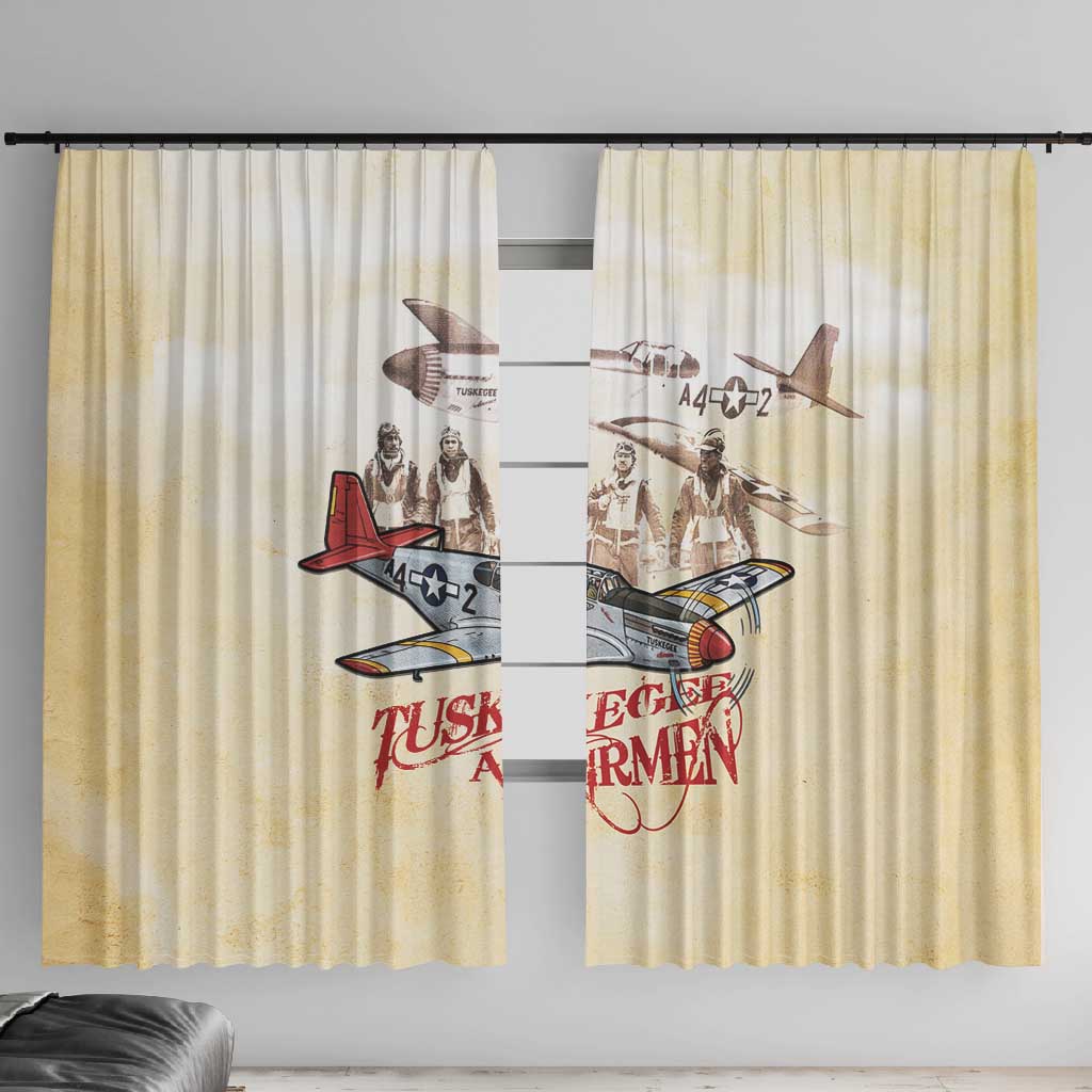 Tuskegee Airmen Window Curtain Red Tails Legacy Retro Style - African Pride