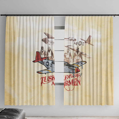 Tuskegee Airmen Window Curtain Red Tails Legacy Retro Style - African Pride