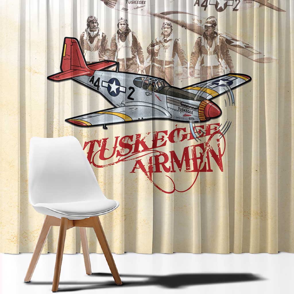 Tuskegee Airmen Window Curtain Red Tails Legacy Retro Style - African Pride