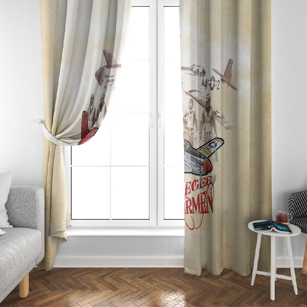 Tuskegee Airmen Window Curtain Red Tails Legacy Retro Style - African Pride