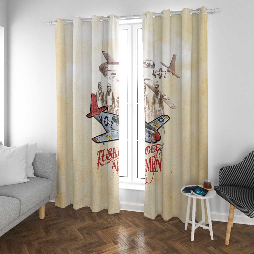 Tuskegee Airmen Window Curtain Red Tails Legacy Retro Style - African Pride