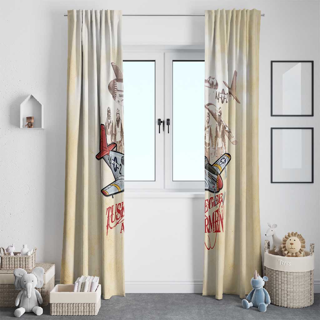 Tuskegee Airmen Window Curtain Red Tails Legacy Retro Style - African Pride