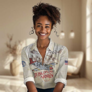 Tuskegee Airmen Women Casual Shirt Red Tails Legacy Retro Style - African Pride