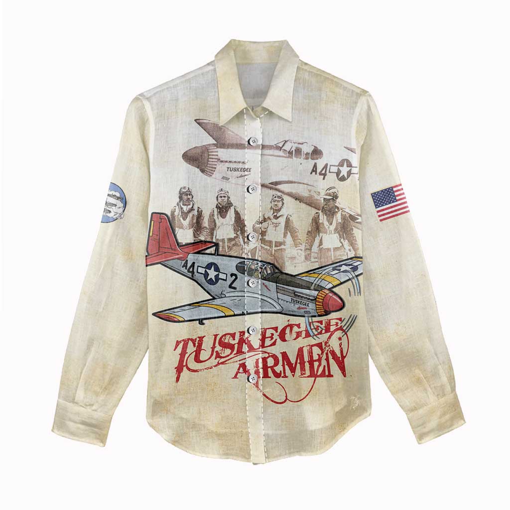 Tuskegee Airmen Women Casual Shirt Red Tails Legacy Retro Style - African Pride