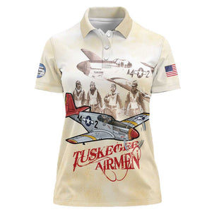 Tuskegee Airmen Women Polo Shirt Red Tails Legacy Retro Style - African Pride