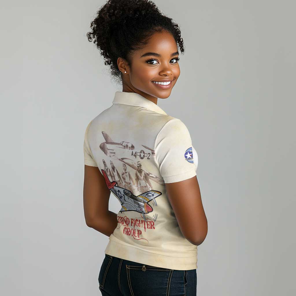 Tuskegee Airmen Women Polo Shirt Red Tails Legacy Retro Style - African Pride