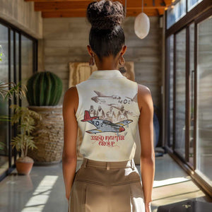 Tuskegee Airmen Women Sleeveless Polo Shirt Red Tails Legacy Retro Style - African Pride