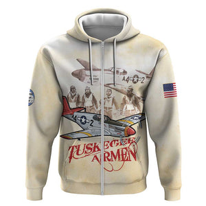 Tuskegee Airmen Zip Hoodie Red Tails Legacy Retro Style - African Pride