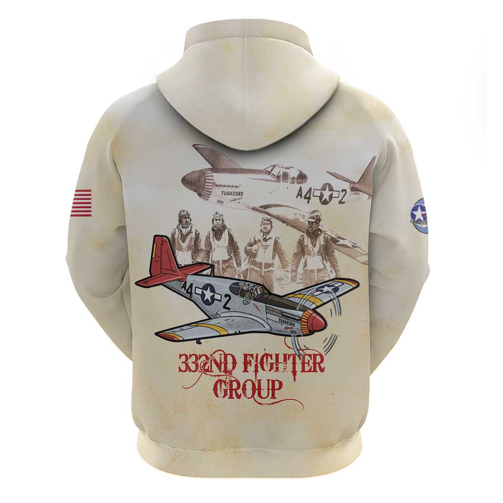 Tuskegee Airmen Zip Hoodie Red Tails Legacy Retro Style - African Pride