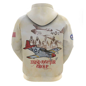 Tuskegee Airmen Zip Hoodie Red Tails Legacy Retro Style - African Pride