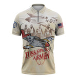 Tuskegee Red Tails Airmen Zipper Polo Shirt History Aviator Heroes Retro Style