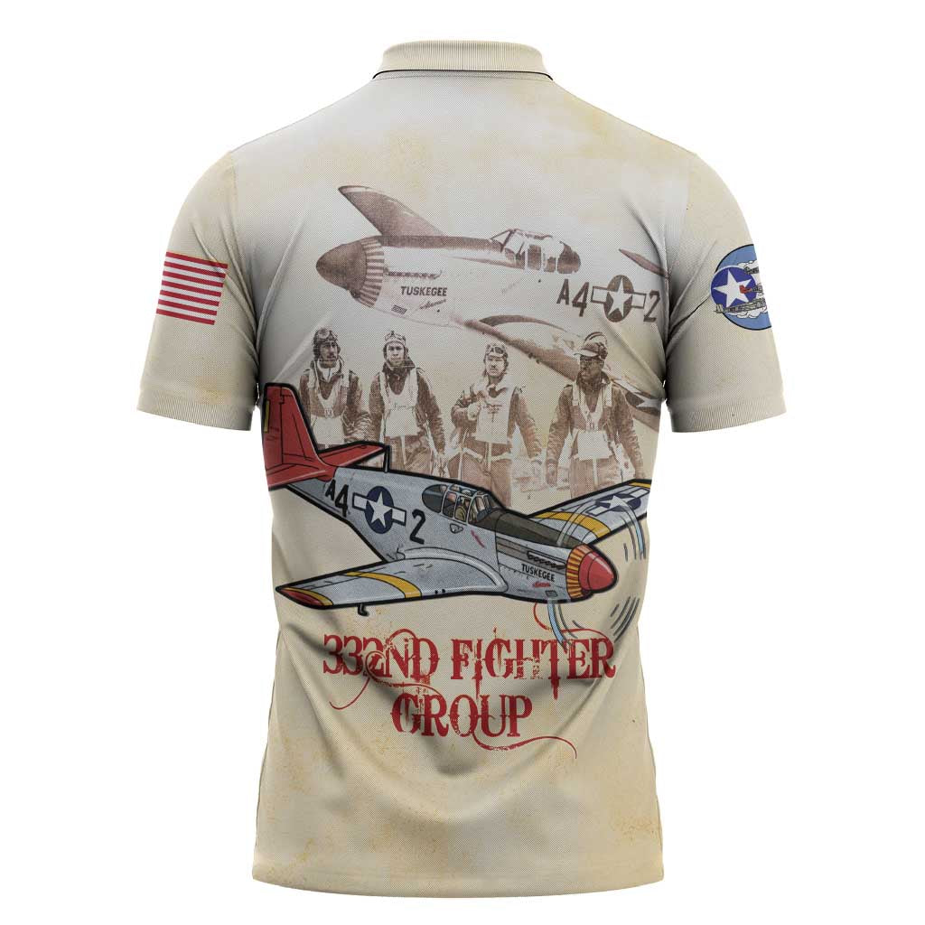 Tuskegee Red Tails Airmen Zipper Polo Shirt History Aviator Heroes Retro Style
