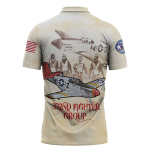 Tuskegee Red Tails Airmen Zipper Polo Shirt History Aviator Heroes Retro Style