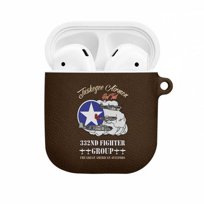 Tuskegee Airmen WWII Heroes AirPods Case The Great American Aviators Brown Leather Pattern