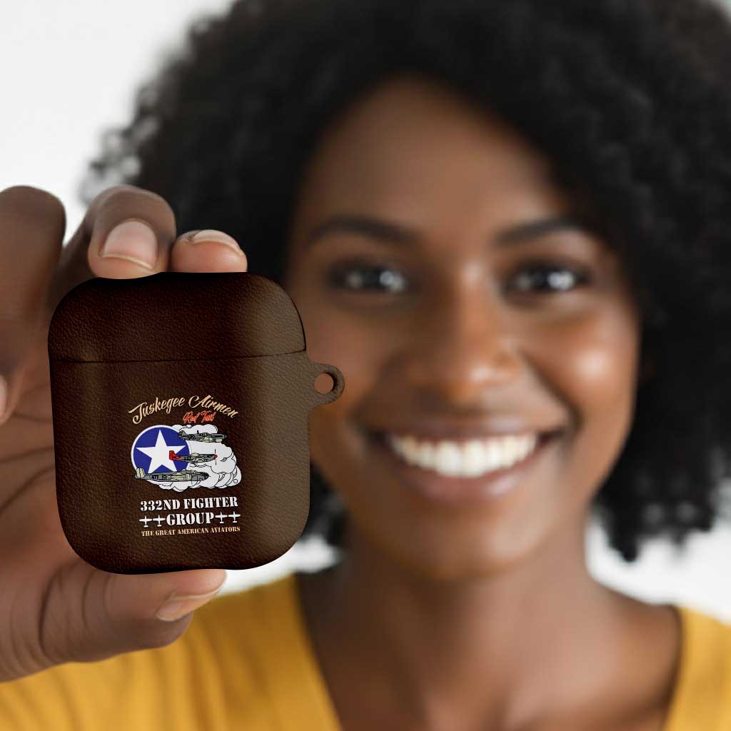 Tuskegee Airmen WWII Heroes AirPods Case The Great American Aviators Brown Leather Pattern