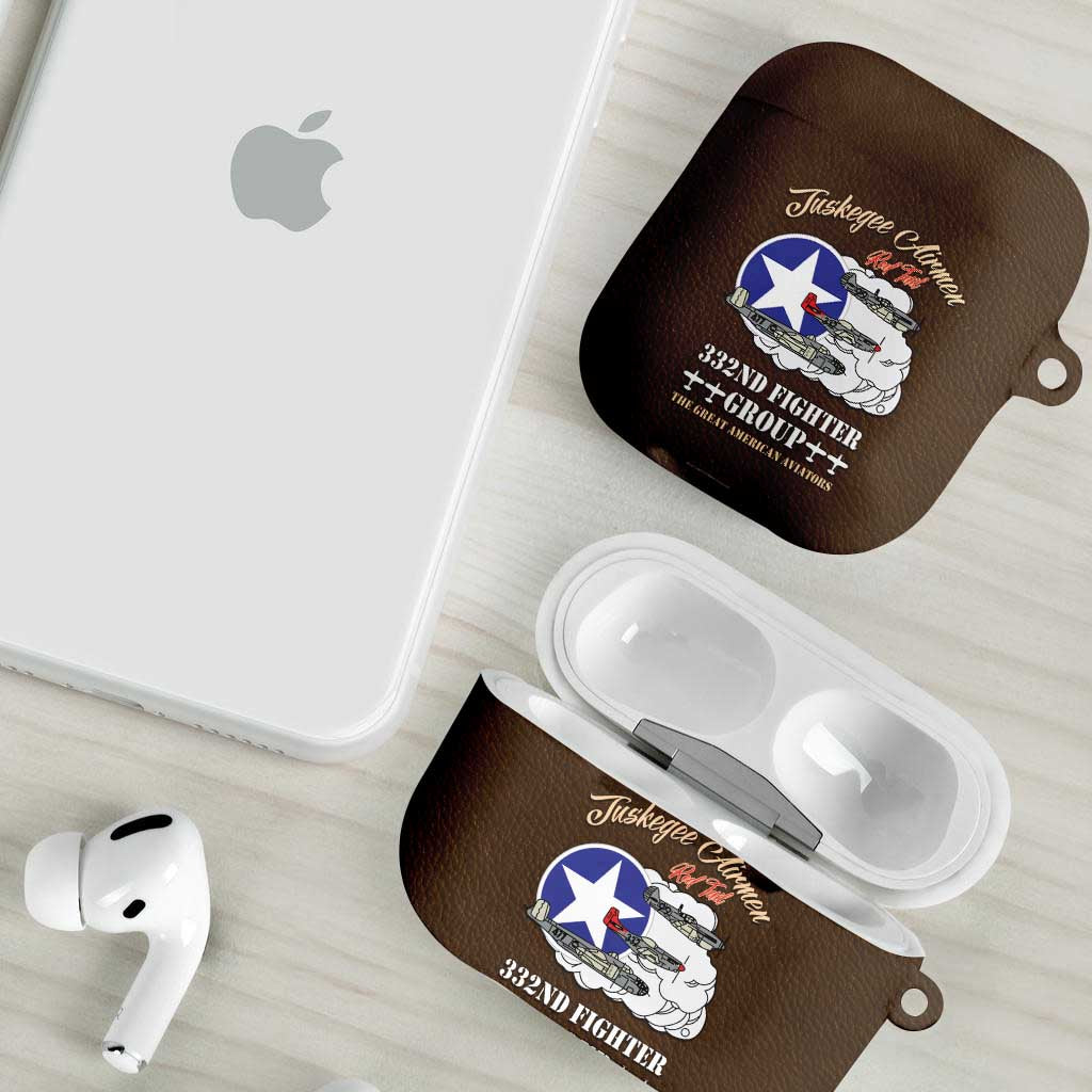 Tuskegee Airmen WWII Heroes AirPods Case The Great American Aviators Brown Leather Pattern
