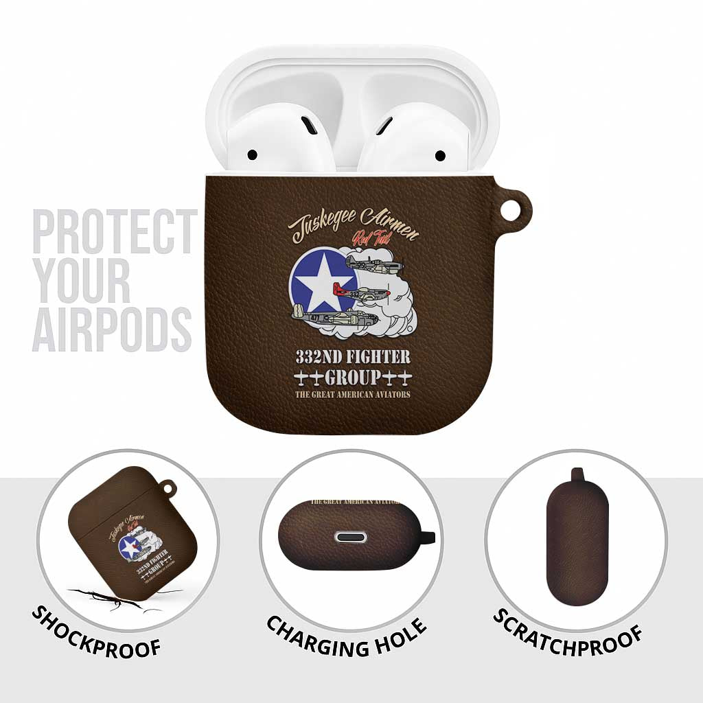 Tuskegee Airmen WWII Heroes AirPods Case The Great American Aviators Brown Leather Pattern
