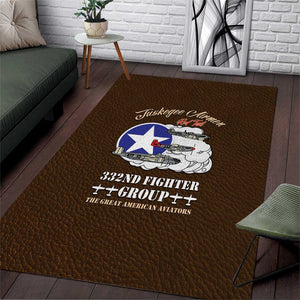 African American Aviators WWII Area Rug Tuskegee Red Tails Airmen Brown Leather Pattern - African Pride