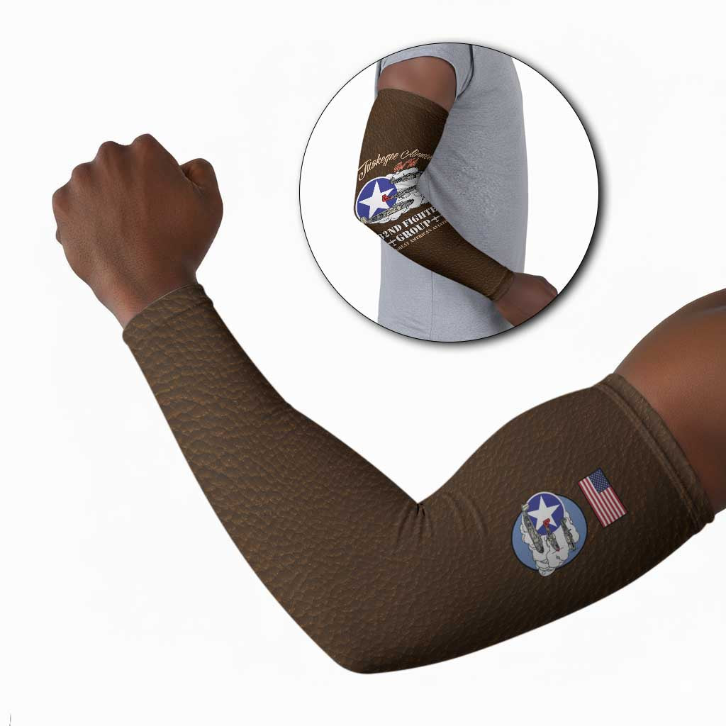 Tuskegee Airmen WWII Heroes Arm Sleeves The Great American Aviators Brown Leather Pattern