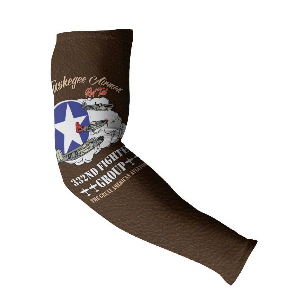 Tuskegee Airmen WWII Heroes Arm Sleeves The Great American Aviators Brown Leather Pattern
