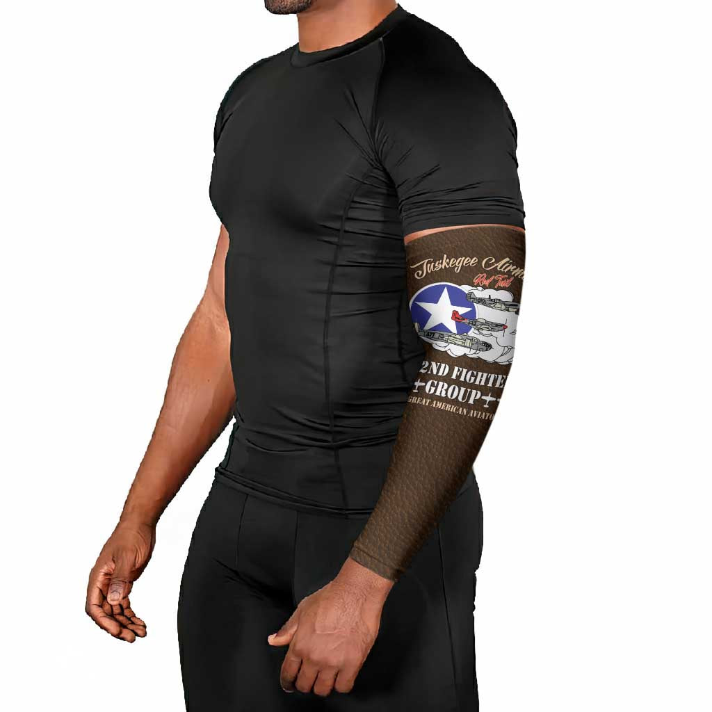 Tuskegee Airmen WWII Heroes Arm Sleeves The Great American Aviators Brown Leather Pattern