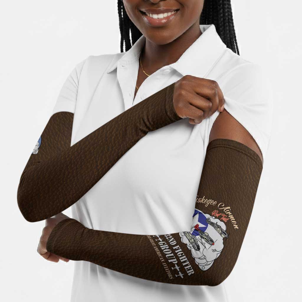 Tuskegee Airmen WWII Heroes Arm Sleeves The Great American Aviators Brown Leather Pattern