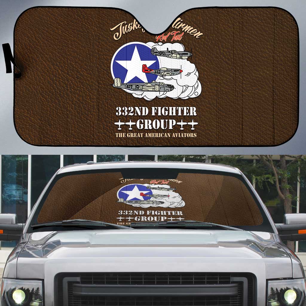 Tuskegee Airmen WWII Heroes Auto Sun Shade The Great American Aviators Brown Leather Pattern