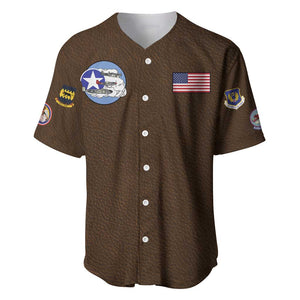 African American Aviators WWII Baseball Jersey Tuskegee Red Tails Airmen Brown Leather Pattern - African Pride