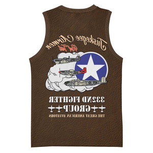 African American Aviators WWII Basketball Jersey Tuskegee Red Tails Airmen Brown Leather Pattern - African Pride