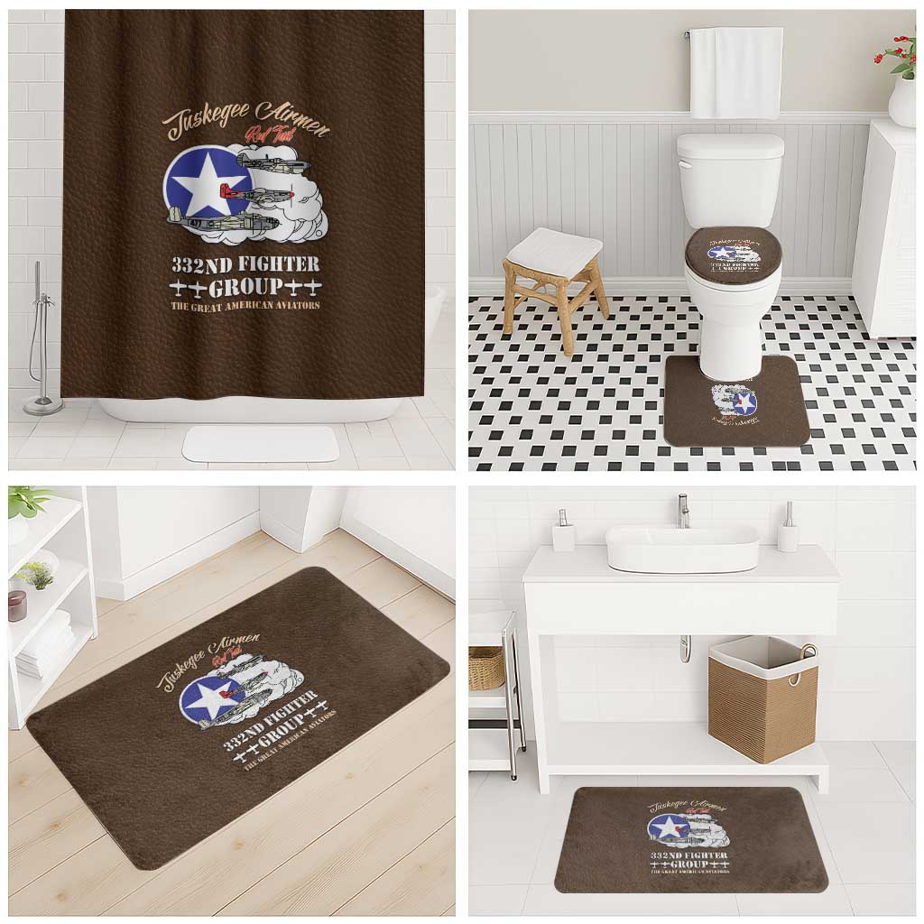 Tuskegee Airmen WWII Heroes Bathroom Set The Great American Aviators Brown Leather Pattern