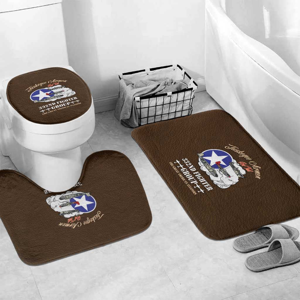 Tuskegee Airmen WWII Heroes Bathroom Set The Great American Aviators Brown Leather Pattern