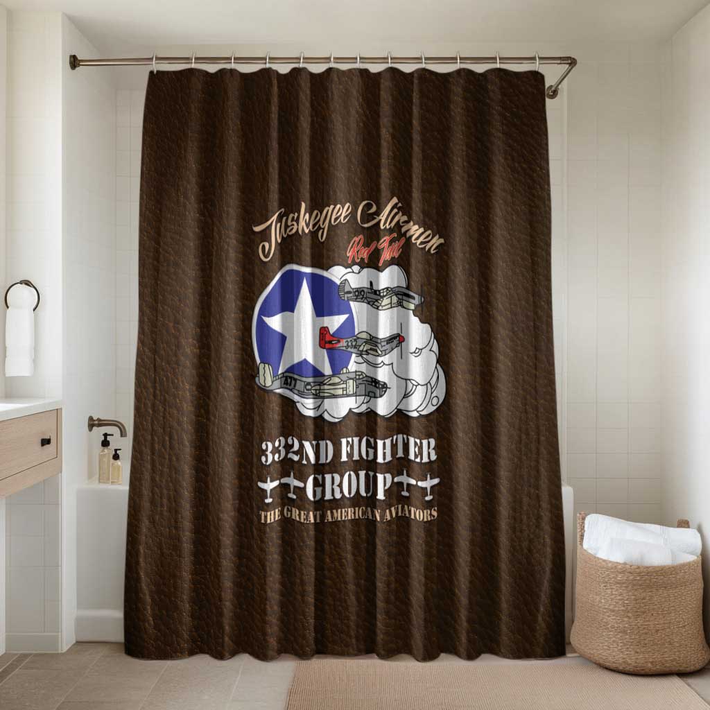 Tuskegee Airmen WWII Heroes Bathroom Set The Great American Aviators Brown Leather Pattern