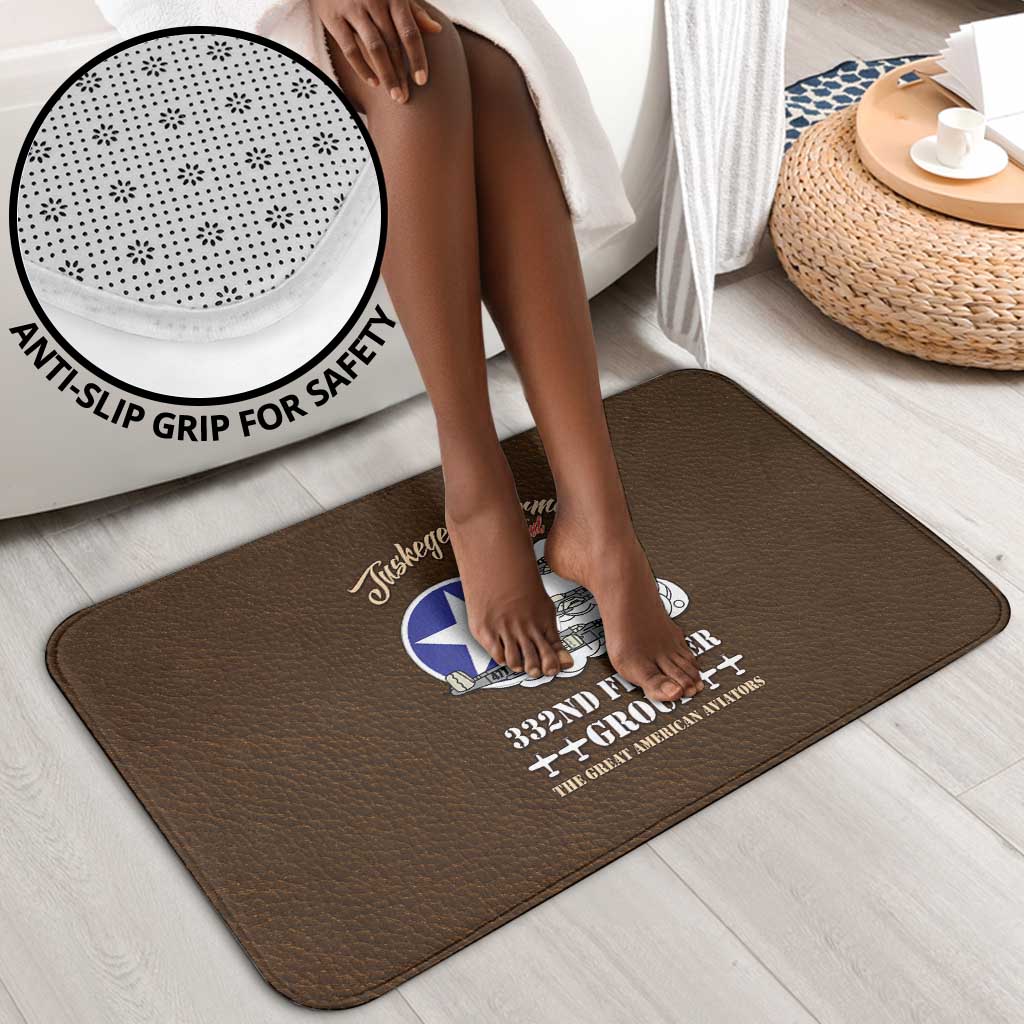 Tuskegee Airmen WWII Heroes Bathroom Set The Great American Aviators Brown Leather Pattern
