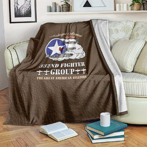 African American Aviators WWII Blanket Tuskegee Red Tails Airmen Brown Leather Pattern - African Pride