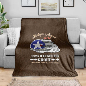 African American Aviators WWII Blanket Tuskegee Red Tails Airmen Brown Leather Pattern - African Pride