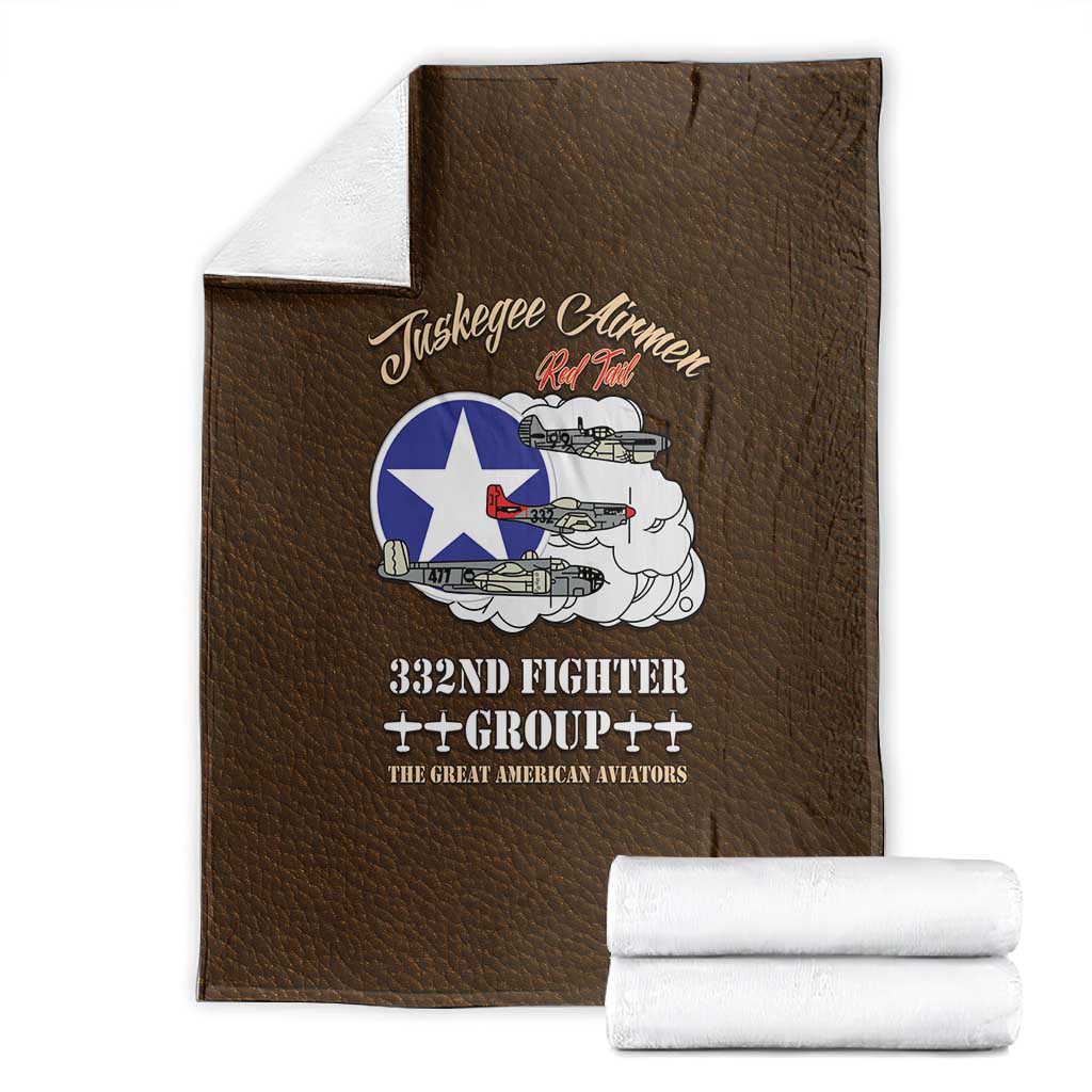 African American Aviators WWII Blanket Tuskegee Red Tails Airmen Brown Leather Pattern - African Pride