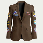 Tuskegee Airmen WWII Heroes Blazer The Great American Aviators Brown Leather Pattern